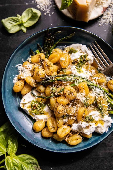 Lemon Pesto Burrata and Brown Butter Gnocchi | halfbakedharvest.com Burrata And Gnocchi, Gnocchi And Burrata, Gnocchi Half Baked Harvest, Gnocchi Pesto Burrata, Spring Gnocchi Recipes, Pesto Burrata Pasta, Lemon Gnocchi Recipes, Half Baked Harvest Pasta, Pesto Gnocchi Recipes