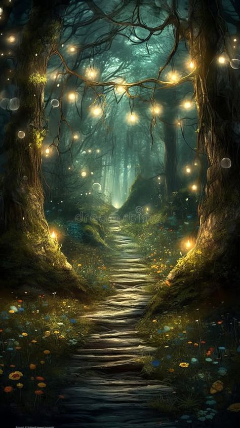 Light Fantasy Art, Fairy Fantasy Aesthetic, Magical Painting Ideas, Light Fantasy Aesthetic, Bioluminescence Forest, Fantasy Forest Aesthetic Art, Dark Forest Fairy Aesthetic, Fantasy Enchanted Forest, Enchanted Forest Aesthetic