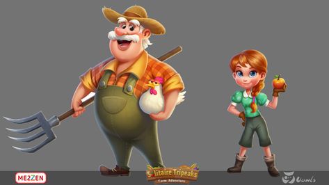 ArtStation - Character Design for Solitaire:Farm and family Batman Book, Farm Games, Casual Art, Game Props, Mobile Art, Game Concept Art, 2d Art, Cartoon Art Styles, Fantasy Character Design