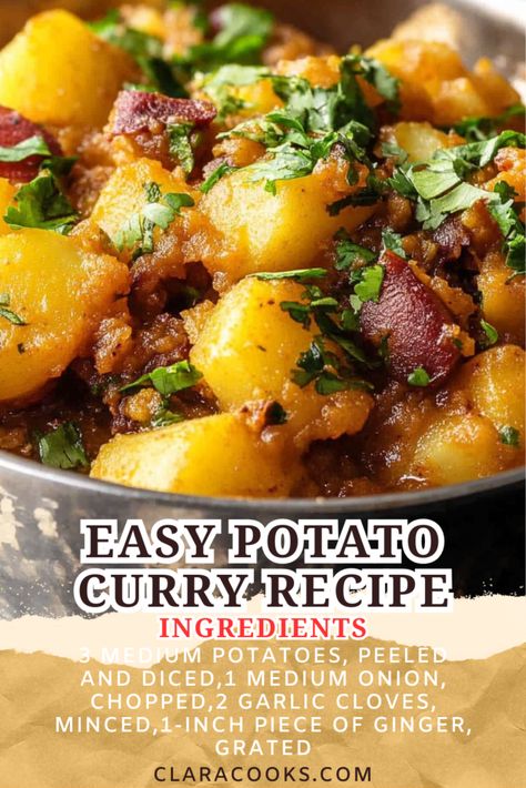 Easy Potato Curry Recipe Potato Curry Indian, Indian Potatoes, Quick Potato Recipes, Potato Curry Recipe, Vegetarian Thanksgiving, Easy Chicken Curry, Potato Curry, Bread Appetizers, Quick Dinners