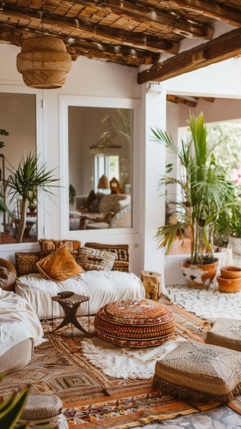 Boho Patio Under the Stars!✨ Magical Lighting Ideas (2024) Modern Bohemian Decor, Boho Patio, Warm Home Decor, New Interior Design, Boho Deco, Design Room, Outdoor Decor Backyard, Into The Night, Studio Apartment Decorating