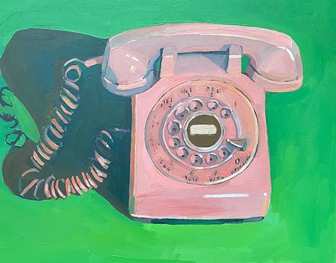 Pink Phone Artsy Painting, Book Of Poetry, New Mommy, Pink Phone, Full Time Artist, Art Curator, Lana Del Ray, Art Portfolio, Funky Art