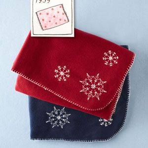 Best Handmade Holiday Gifts - Homemade Gift Ideas - Good Housekeeping Embroidered Fleece Blanket, Best Handmade Gifts, Embroidery And Cross Stitch, Modern Hand Embroidery, Homemade Gift Ideas, Snowflake Embroidery, Missionary Gifts, Sewing Fleece, Handmade Holiday Gifts