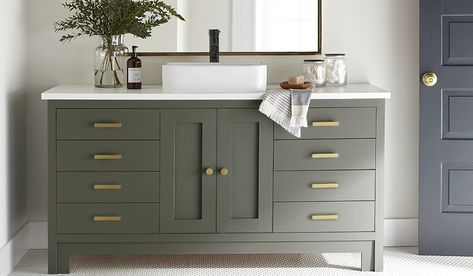 Step Stool Green is a lively, deep olive. It is one of 150 colors from Magnolia Home Paint. Find the shade that brings imagination to your life. Magnolia Home Paint, Magnolia Homes Paint, 48 Inch Bathroom Vanity, 36 Inch Vanity, Cultured Marble Vanity Top, Grey Bathroom Vanity, Marble Vanity, Single Sink Vanity, Marble Vanity Tops