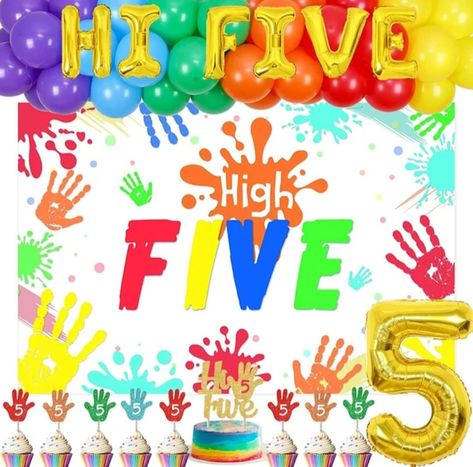 5th Birthday Party Decorations High Five Birthday Backdrop Hand Print Balloons Cake Topper for 5 Years Old Boys Girls Please ask if you need it fast if is possible to get it in time, before you order to get it in time!!Please allow 2 to 3 weeks for delivery!! To celebrate a meaningful 5 years anniversary party decorations kit. Package list: 1 x colorful palms hi five backdrop banner 1 x 32 inches number 5 foil balloon(No helium supported) 1 x 16 inches HI FIVE foil balloon(No helium supported Hi Five Birthday, Foil Cake, Wedding Anniversary Decorations, 5th Birthday Party, Hi Five, 5th Birthday Party Ideas, Girl Bday Party, Anniversary Party Decorations, Happy 5th Birthday