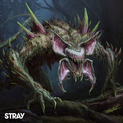 Dark Forest Creatures, Forest Monster Art, Monster Hybrid, Brain Monster, Demon Beast, Plant Creature, Plant Monsters, Dark Beast, Forest Monster