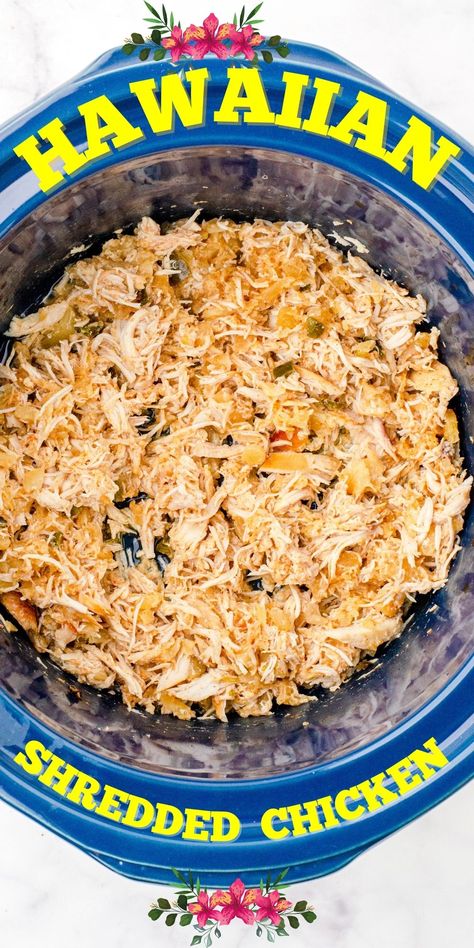 Hawaiian Crock Pot Shredded Chicken Hawaiian Shredded Chicken, Crock Pot Shredded Chicken, Hawaiian Chicken Salad, Baked Beans Crock Pot, Shredded Chicken Recipe, Shredded Chicken Sandwiches, Shredded Chicken Crockpot, Slow Cooker Shredded Chicken, Instant Pot Dinners