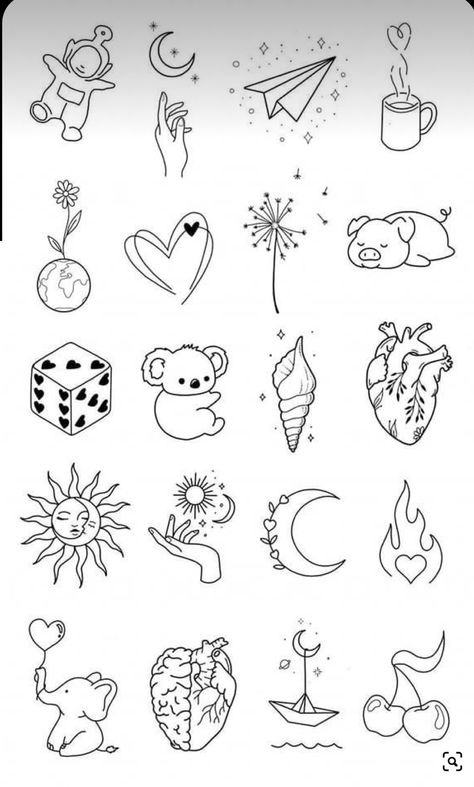 Small Space Filler Tattoo, Tiny Tattoo Flash Sheet, Simple Tattoo Flash Sheet, Flash Tattoo Sleeve, Tato Realis, Tattoo Clipart, Book Inspired Tattoos, Easy Tattoos To Draw, Small Girly Tattoos