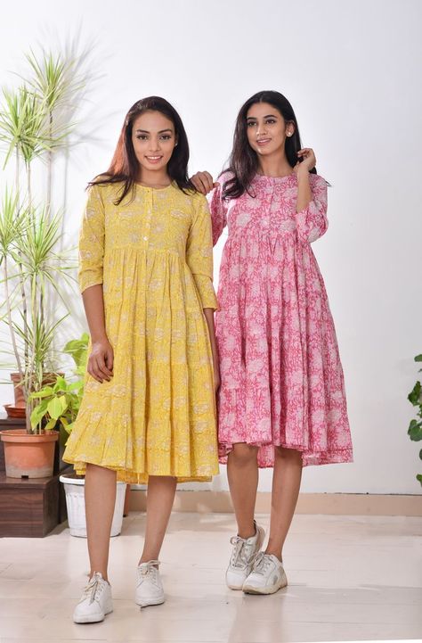 Cotton Frocks For Women, Cotton Dress Pattern Indian, Cotton Dress Pattern, Frocks And Gowns, Simple Frock Design, Simple Frocks, Casual Frocks, Frock Fashion, Simple Kurta Designs