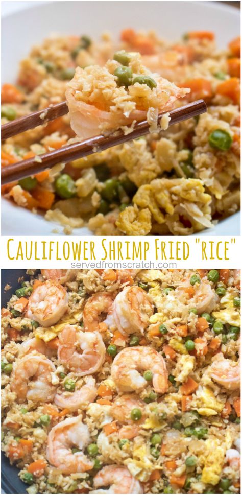 Cauliflower Shrimp Fried Rice, Rice Shrimp, Shrimp And Rice Recipes, Recipes Cauliflower, Cauliflower Fried Rice Recipes, Halloween Food Appetizers, Cauliflower Fried, Arroz Frito, Shrimp And Rice