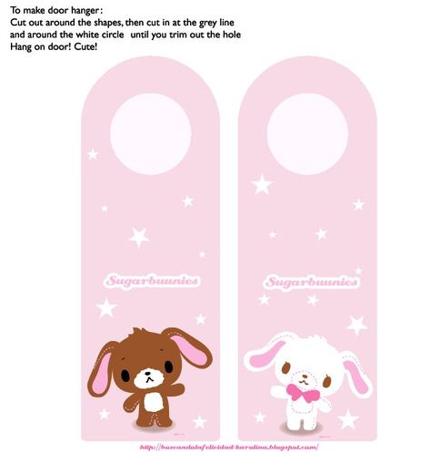 Sanrio Crafts, Sugar Bunnies, Kawaii Printables, Bunny Poster, Anime Wall Prints !!, Bunny Door Hanger, Kawaii Crafts, Charmmy Kitty, Aesthetic Notes