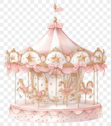 Vintage Carousel Illustration, Carousel Watercolor, Carousel Aesthetic, Old Carousel, Coquette Music, Vintage Carousel Horse, Carousel Design, Round Painting, Vintage Carousel