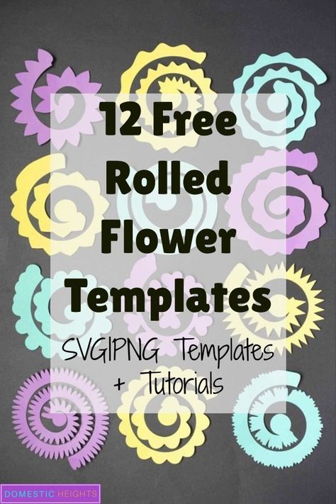 rolled paper flower template free, cricut flower template free, rolled flower cricut Beginner Cricut, Free Paper Flower Templates, 3d Templates, 3d Paper Flowers, Rolled Paper Flowers, Crafts Animals, Svg Templates, Paper Flower Art, Flower 3d