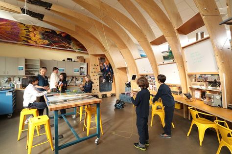 Workshop Space Design, Makerspace Design, Maker Labs, Office Design Trends, Contemporary Office Design, College Architecture, Medical Office Design, Commercial And Office Architecture, Maker Space