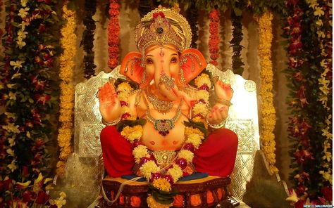 Decorate your pandal and Lord Ganesha with Flowers. Hd Wallpaper 4k For Pc, Ganapati Images, Lord Ganesha Hd Wallpaper, Wallpaper Full Hd 4k, Ganpati Picture, Ganpati Bappa Wallpapers, Hd Wallpapers For Laptop, Hd Wallpapers For Pc, Ganapati Decoration