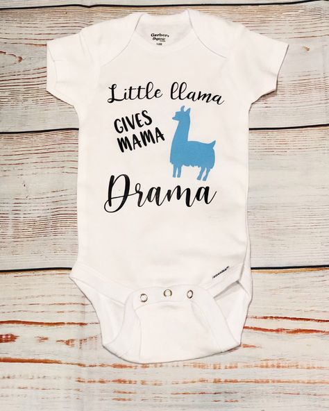 Baby Drama, Baby Llama, Llama Drama, Zip Code Gifts, White Onesie, Baby Shower Gender Reveal, Black Vinyl, Gender Neutral Baby, Gender Reveal