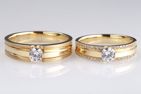 Couple Diamond Rings Engagement, Engagement Rings Couple Diamonds, Couple Wedding Rings Marriage Gold, Couples Ring Set Gold Weddings, Couple Gold Rings Engagement, Couple Rings Gold Engagement Unique, Couple Rings Diamond, Marriage Rings Couple Unique, Mens Gold Engagement Rings