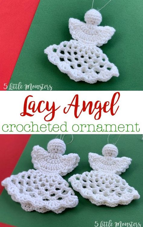 Lacy Crocheted Angel Ornament, free crochet pattern for Christmas Angel Crochet Pattern Free, Crochet Angel Pattern, Neli Quilling, Crochet Christmas Ornaments Free, Crochet Ornament Patterns, Christmas Crochet Patterns Free, Crochet Angels, Crochet Angel, Crochet Xmas