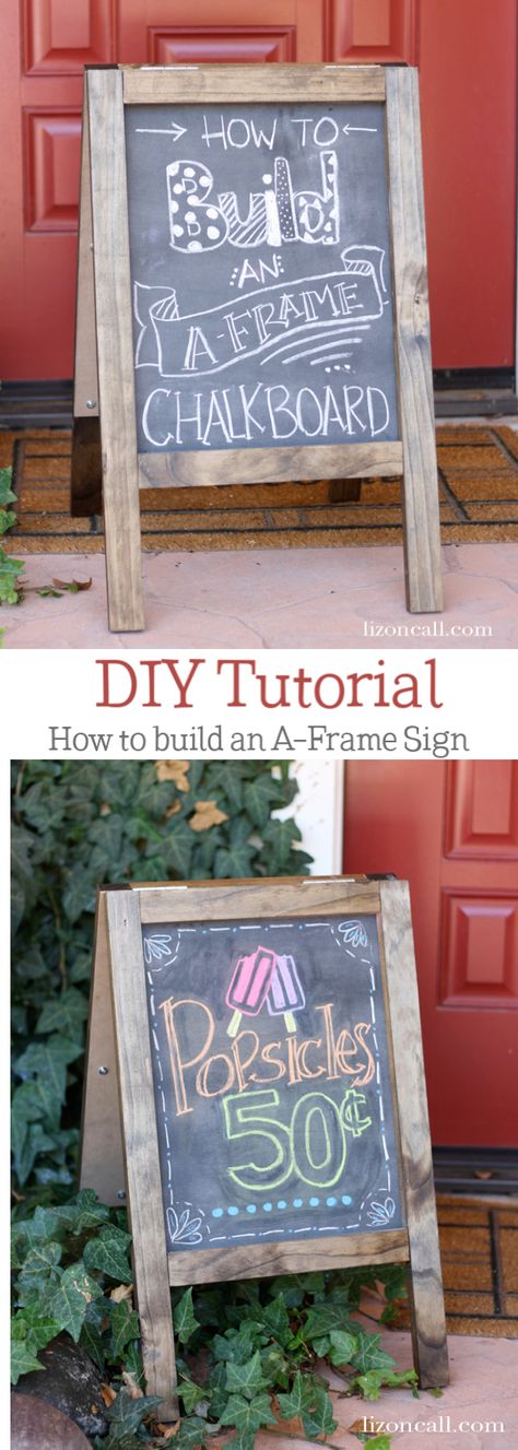 Make A Chalkboard Sign, Diy Easel Sign, How To Make A Chalkboard Diy, How To Make A Chalkboard Sign, A Frame Chalkboard Sign, Sandwich Board Signs Diy, A Frame Sign Diy, Diy Sandwich Board Sign, Diy Sidewalk Sign