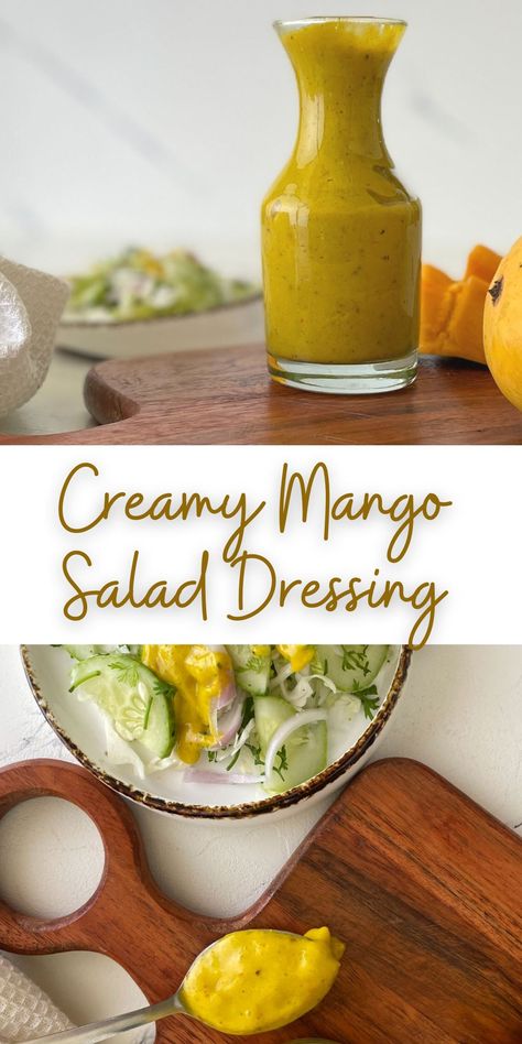 Mango Vinaigrette, Mango Salad Dressing Recipe, Spicy Mango Dressing, Sweet And Tangy Honey Mustard Dressing, Spicy Mango Kani Salad, Mango Salad Dressing, Salad Dressing Recipes Homemade, Chicken Enchilada Recipe, Mango Salad