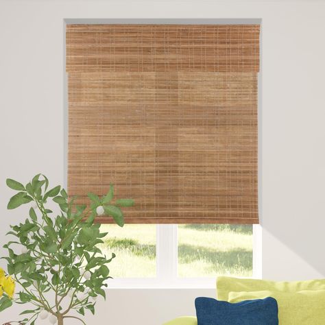 PRICES MAY VARY. Bamboo QUALITY BAMBOO CONSTRUCTION: This shade is made of high-quality natural bamboo. The natural wood adds warmth to any room while the woven construction filters incoming light. Please Note: This is not a privacy shade and is for indoor use only. VALANCE & WOOD BOTTOM RAIL: Your new bamboo shade will create a tailored look to any window with the 7” valance that covers all mounting hardware and a matching wood rail at the bottom of the shade. SAFE for PETS & CHILDREN: The cord