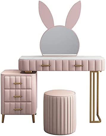 Amazon.com: CAYJ Large Capacity Makeup Table, Makeup Mirror, Table and Stool Set, Dressing and Writing Table, Pink European Style Dressing Table : Home & Kitchen Storage For Makeup, Dressing Table Modern, Modern Dressing Table, Girls Dressing Table, Dresser Modern, Kids Study Table, Table Vanity, Dresser Table, Vanity Benches