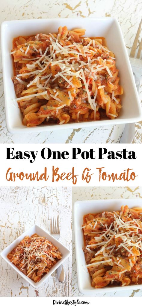 Beef Tomato Pasta, Easy One Pot Pasta, Pasta Ground Beef, Beef Tomato, Tomato Pasta Recipe, Tomato Recipe, Tomato Basil Pasta, One Pot Pasta Recipes, Beef Pasta