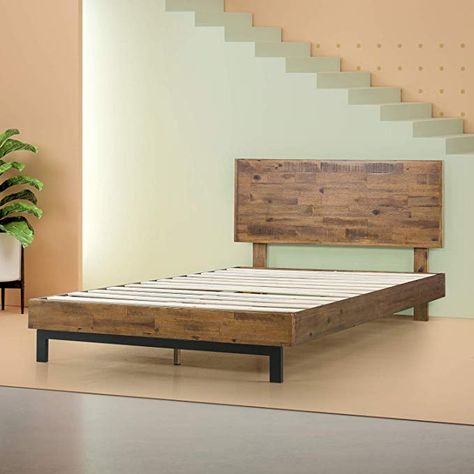 Contemporary Bed Frame, Headboard Wood, Best Platform Beds, Wood Platform Bed Frame, Bed Platform, Brown Bed, Queen Panel Beds, Solid Wood Platform Bed, Wood Headboard