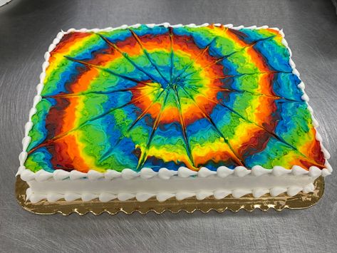 Tie Dye Party Food Ideas, Tie Dye Cakes Ideas, Rainbow Tie Dye Cake, Tie Dye Cake Tutorial, Tie Dye Cakes Birthdays, Tie Dye Sheet Cake, Tie Dye Cake, Tie Dye Birthday Cake, Tye Dye Sheet Cake