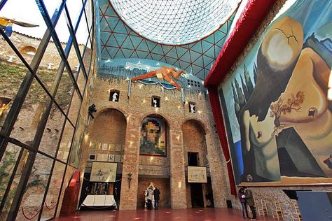 One of Salvador Dali’s Giant Surreal Masterpieces is Displayed in Main Hall at the Artist’s Museum in Figueres, Spain Salvador Dali Museum, Dali Museum, Salvador Dali Art, Dali Art, Park Güell, Barcelona Travel, Surrealism Painting, Sitges, Spain And Portugal