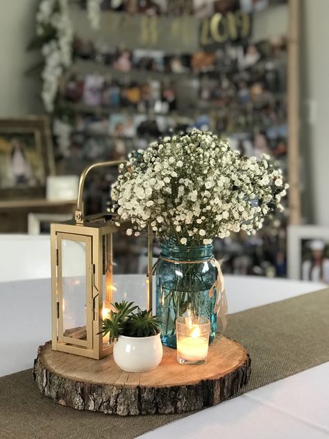 Center Piece Grad Party, Nursing School Graduation Party Centerpieces, Country Graduation Party Decorations, Rustic Retirement Party Ideas, Vintage Grad Party, Winter Grad Party, Cottagecore Graduation Party, Senior Party Decorations, Formal Graduation Party Ideas