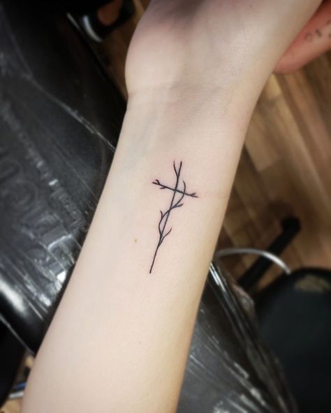 Cross Tattoo On Wrist, Small Cross Tattoos, Small Cross Tattoo, Celtic Cross Tattoos, Cross Tattoos For Women, Branch Tattoo, Faith Tattoo, Cross Tattoo Designs, Jesus Tattoo