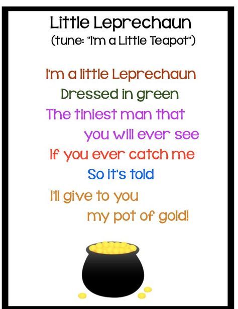 I'm a little leprechaun poem St Patricks Day Songs, Easter Story For Kids, Sant Patrick, Easter Poems, March Lessons, Circle Time Songs, St Patricks Crafts, Classroom Songs, Songs For Toddlers