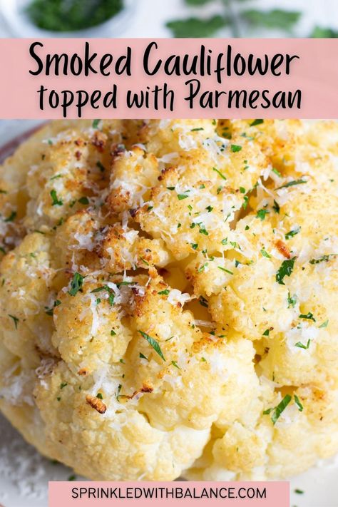 Cauliflower On The Smoker, Smoked Cauliflower Recipes, Smoked Cauliflower Steaks, Low Carb Smoker Recipes, Pellet Grill Vegetables, Smoked Califlour Recipes, Traeger Cauliflower, Healthy Treager Smoker Recipes, Smoker Recipes Vegetarian