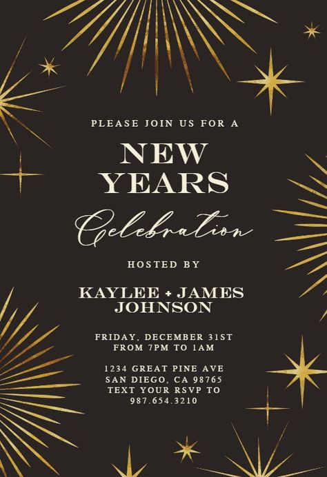 Nye Invite Template, New Years Invitations, New Year Invitation Template, New Year's Eve Flyer, New Year Invitation, New Years Eve Invitations, Snow Light, Greetings Island, New Years Poster