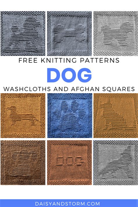 Free knitting patterns for dog squares - washcloths, dishcloths and afghan squares! Knitting Patterns Squares, Knitted Afghan Squares, Knit Square Patterns, Knitted Dishcloths Free Patterns, Daisy And Storm, Knitting Patterns For Dogs, Knitted Squares Pattern, Easy Blanket Knitting Patterns, Knitted Dishcloth Patterns Free