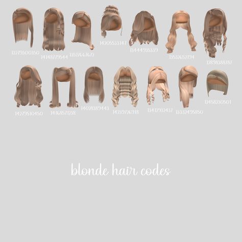 Blonde Hair Roblox, Black Hair Id Roblox, Roblox Sets, Brown Hair Roblox, Roblox Hair, Bloxburg Decals Codes Aesthetic, Preppy Decal, Hair Roblox, Hair Codes