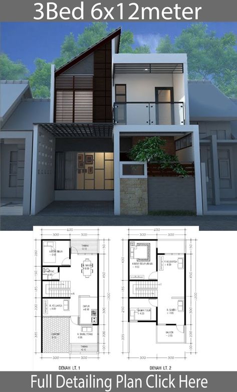 6 X 12 House Plan, 6x12 House Plan, House Design 6x12, Zen House Design, Modern Zen House, Minimalist Home Design, Narrow House Plans, Two Story House Design, Modern Minimalist House