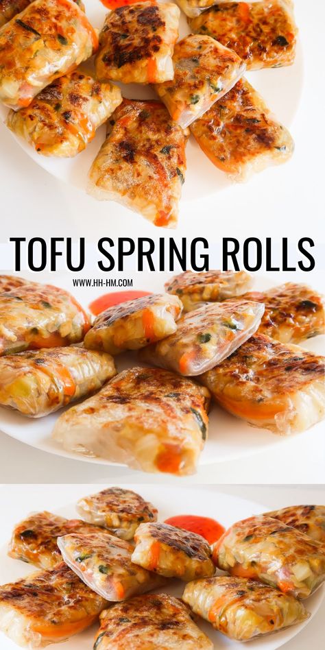 Vegan Spring Rolls Recipe, Asian Vegan Dinner, Vegan Rice Paper Rolls Recipe, Vegan Rice Rolls, Tofu Cabbage Rolls, Spring Roll Tofu, Vegan Spring Rolls Rice Paper, Tofu Rolls Rice Paper, Tofu Cabbage Recipes