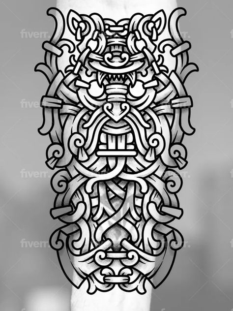 I will make you viking knotwork styled tattoo design Ulfhednar Tattoo, Viking Axes Design Tattoo, Viking Tattoo Ideas For Men, Druid Tattoo, Norse Tattoos, Viking Knotwork, Ad Tattoo, Tatoo 3d, Viking Tattoo Symbol