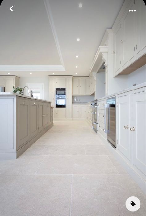 Stone Kitchen Floor, Stone Tiles Kitchen, Limestone Tiles, Open Plan Kitchen Dining, Open Plan Kitchen Living Room, Living Room Tiles, Floor Tile Design, Kitchen Dining Living, Stone Kitchen