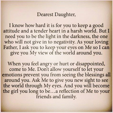 Letter from Heavenly Father to me! Need to remember to read this often. Soli Deo Gloria, Dear Daughter, The Perfect Guy, Spiritual Inspiration, Verse Quotes, Heavenly Father, Bible Inspiration, Bible Verses Quotes, Quotes About God