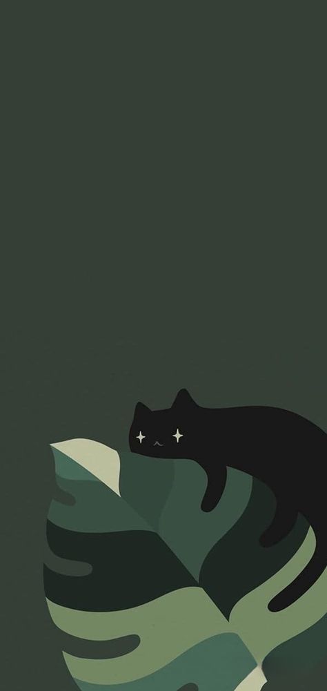 Cute Wallpapers Of Cats, Minimalistic Cat Wallpaper, Army Green Wallpaper Iphone Aesthetic, Cat Drawing Lockscreen, Cute Wallpapers Cat, Green Cat Wallpaper, Cute Simple Wallpapers Iphone, Cats Lockscreen, Cartoon Cat Wallpaper