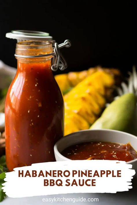 Habanero Bbq Sauce Recipes, Fruit Bbq Sauce, Mango Habanero Bbq Sauce Recipe, Pineapple Habanero Salsa Canning, Pineapple Habanero Bbq Sauce, Pineapple Bbq Sauce Recipe, Spicy Pineapple Bbq Sauce, Habanero Bbq Sauce, Peach Habanero Hot Sauce Recipe