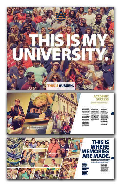 This is My University. Auburn Higher Education Design, University Brochures, College Brochure, College Marketing, University Marketing, School Brochure, College Ad, Master Design, College Design