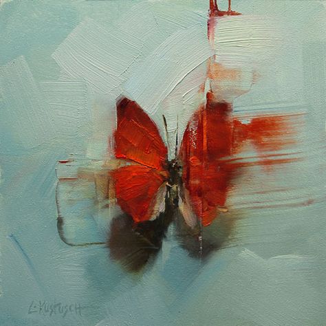 Red Butterfly Painting, Poetry Scrapbook, Lindsey Kustusch, Red Oil Painting, Butterfly Art Painting, Realism Painting, Red Butterfly, Insect Art, Butterfly Painting