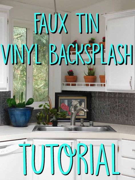 Tin Backsplash Kitchen, Faux Tin Tiles, Install Backsplash, Creative Backsplash, Marble Backsplash Kitchen, Vinyl Backsplash, Trendy Kitchen Backsplash, Steel Backsplash, Copper Backsplash