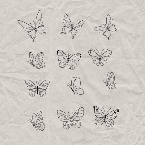 Butterfly Flash Sheet, Butterfly Finger Tattoo, Duo Tattoo, Silly Tattoos, Tattoo Collage, Maybe Tattoo, Tiny Butterfly Tattoo, Three Butterflies, Butterfly Tattoo Stencil