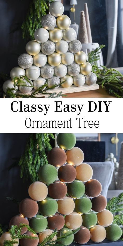 ornaments crafts, diy christmas decorations, ornament christmas tree How To Make An Ornament Tree, Christmas Ball Tree Diy, Christmas Ornament Tree Diy, Ornament Tree Diy How To Make, Ornament Tree Diy, Diy Ornament Tree, Ornament Trees, Step Ideas, Christmas Tress