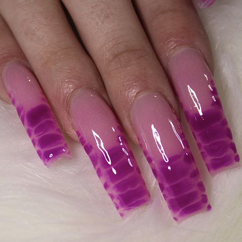 Purple Croc Nails, Pink Croc Nails, Croc Nails, Glitter Accent Nails, French Acrylic Nails, Exotic Nails, Cute Nail Art, Minimalist Nails, Funky Nails